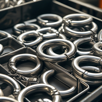 Metal chains and rings for bags and accessory hardware