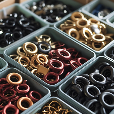 Metal eyelets and grommets for garments and leather goods